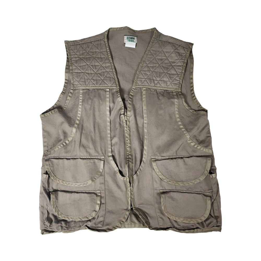 Ozark Trail Mens Medium Hunting Vest Olive Drab Quilted Utility Game Bag Cotton
